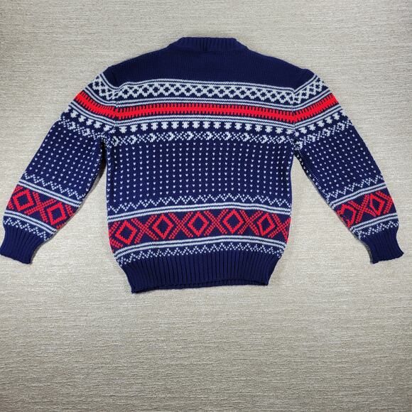 VTG Sedgwick Fair Isle Ski Sweater Blue Red White Acrylic L Winter Holiday - Picture 11 of 15